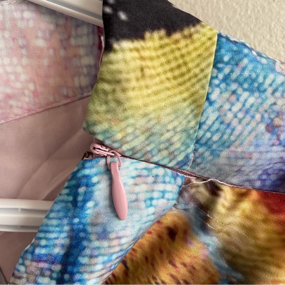 ANTHROPOLOGIE SKIRT PINK LAVENDER BLUE YELLOW ORANGE GREEN WATERCOLOUR PASTELS - Picture 5 of 7